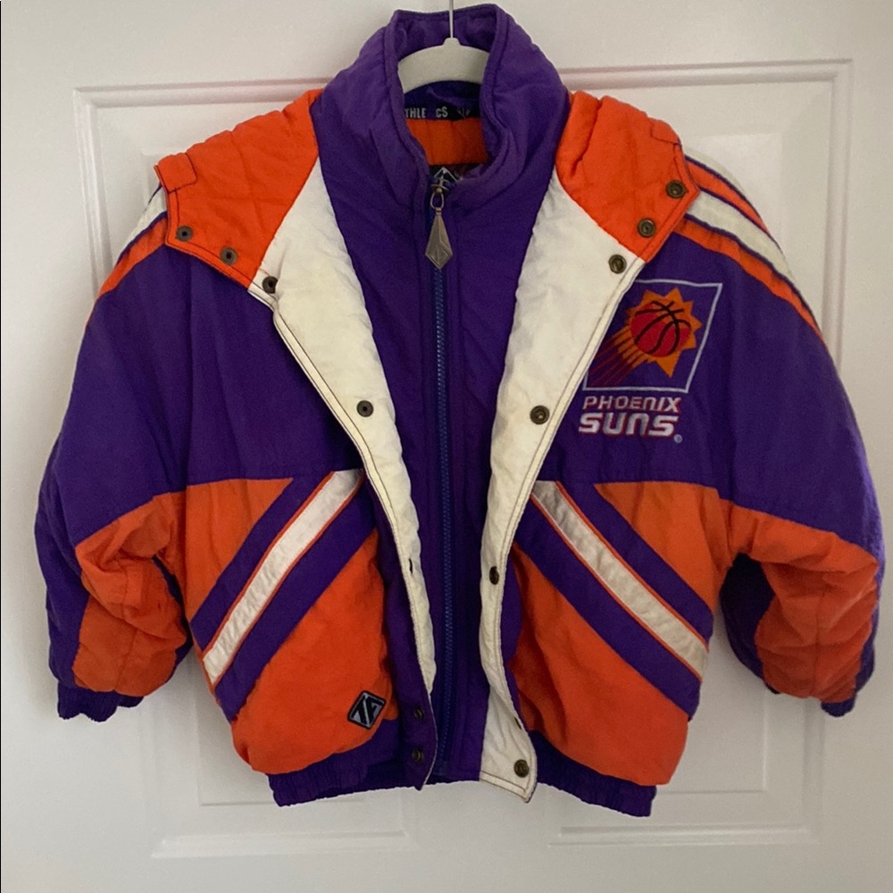 Vintage 90s Phoenix Suns NBA Kids Purple & Orange Jacket - Large - Made in Korea